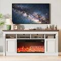 66 Inch White & Brown Two-Tone Fireplace TV Stand E900