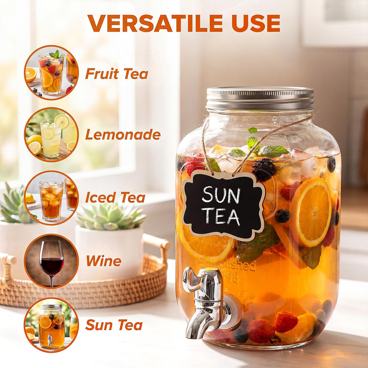 1-Gallon Beverage Dispenser 2 Pack with Stand B256