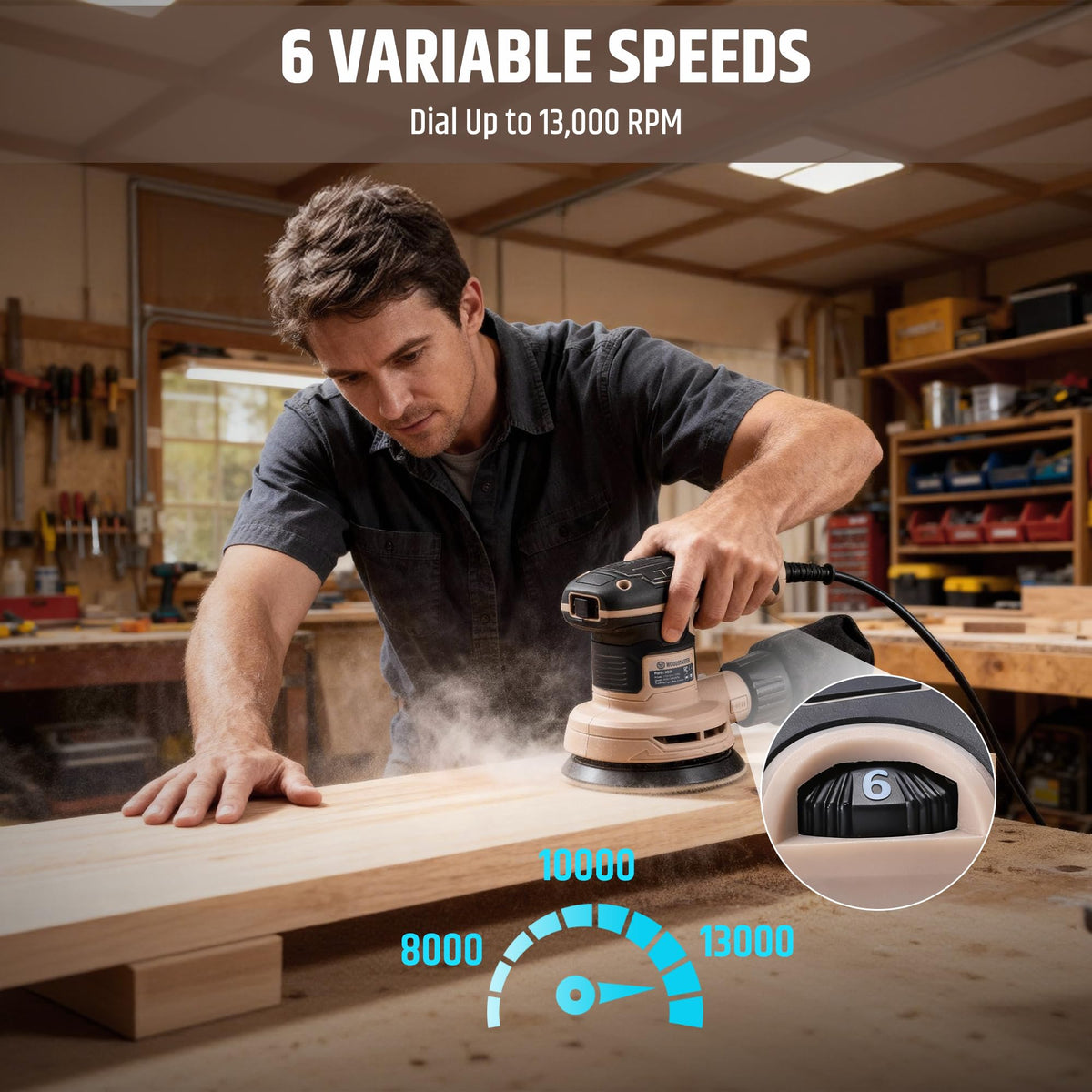 5-Inch Variable Speed Random Orbital Sander with Dust Bag N3074