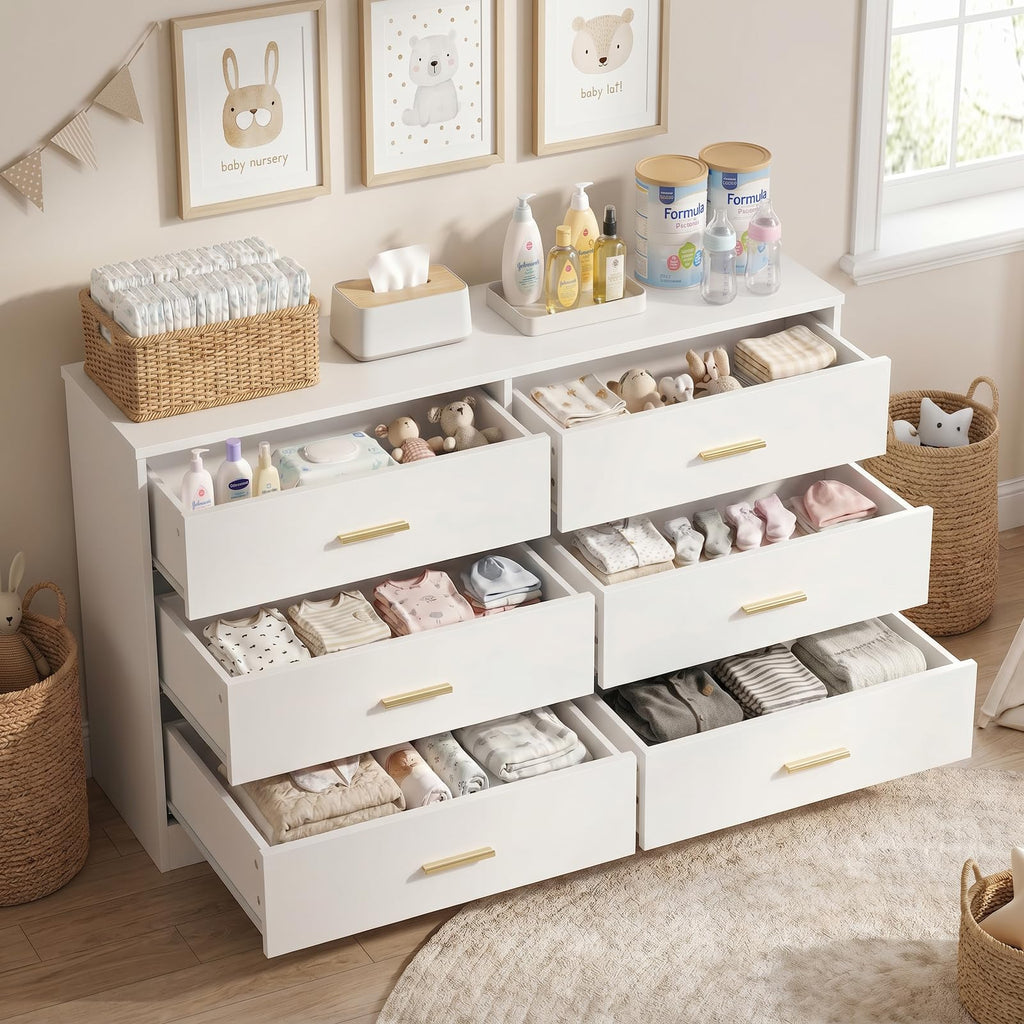 White 6 Drawer Dresser P375512