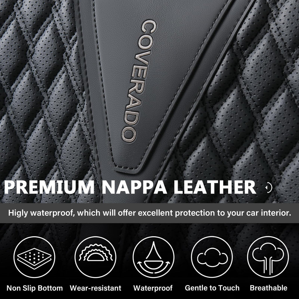 Black 5 Seats Nappa Leather Car Seat Covers Full Set H103