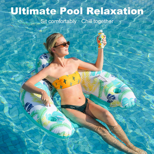 2 Pack Inflatable Pool Float Chair with Cup Holder Y121
