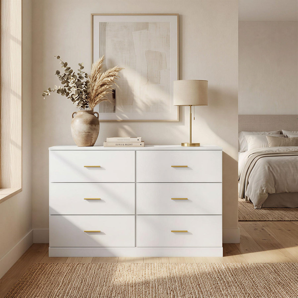 White 6 Drawer Dresser P375512