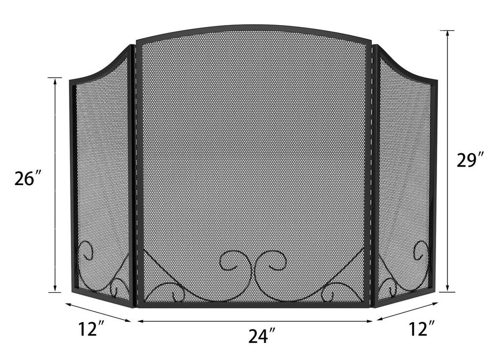 Black Wrought Iron Fireplace Screen V504