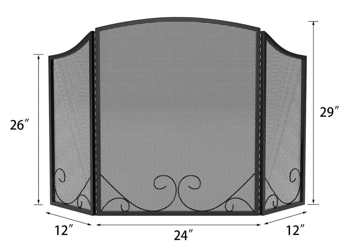 Black Wrought Iron Fireplace Screen V504