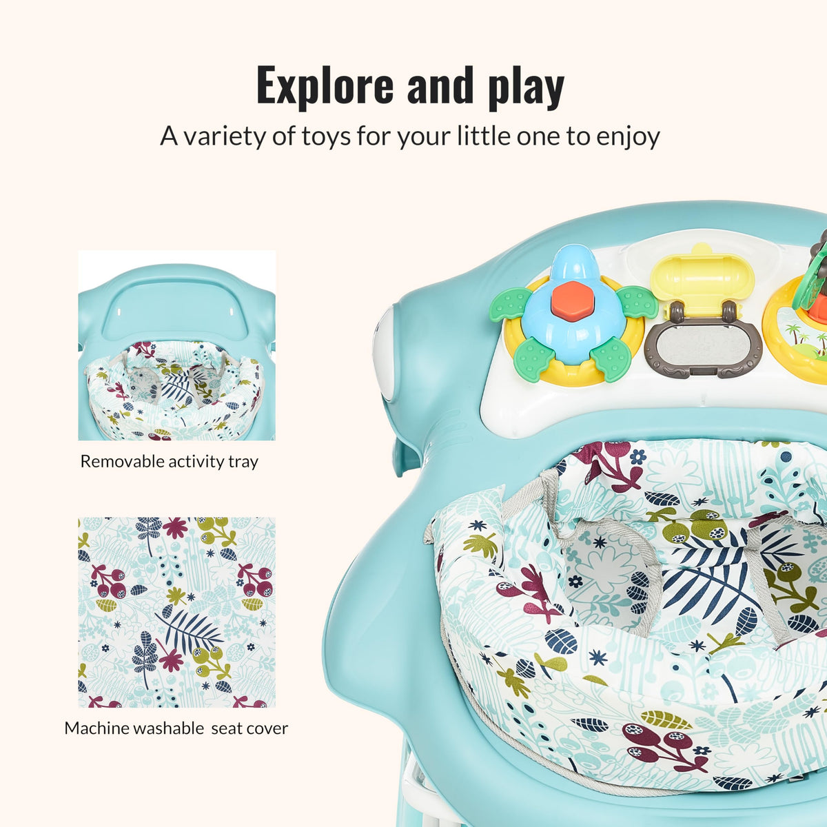 2-in-1 Foldable Baby Walker with Adjustable Height N294