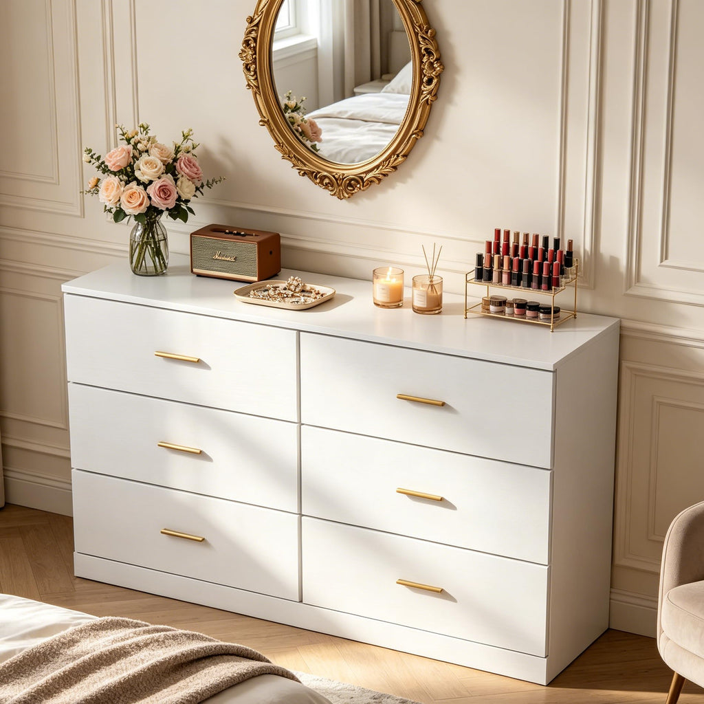 White 6 Drawer Dresser P375512