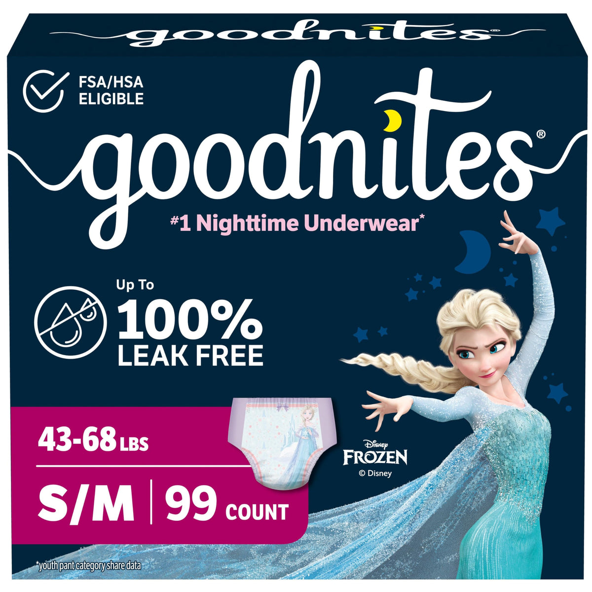 Girls Nighttime Underwear Size S/M 99 Ct F988653