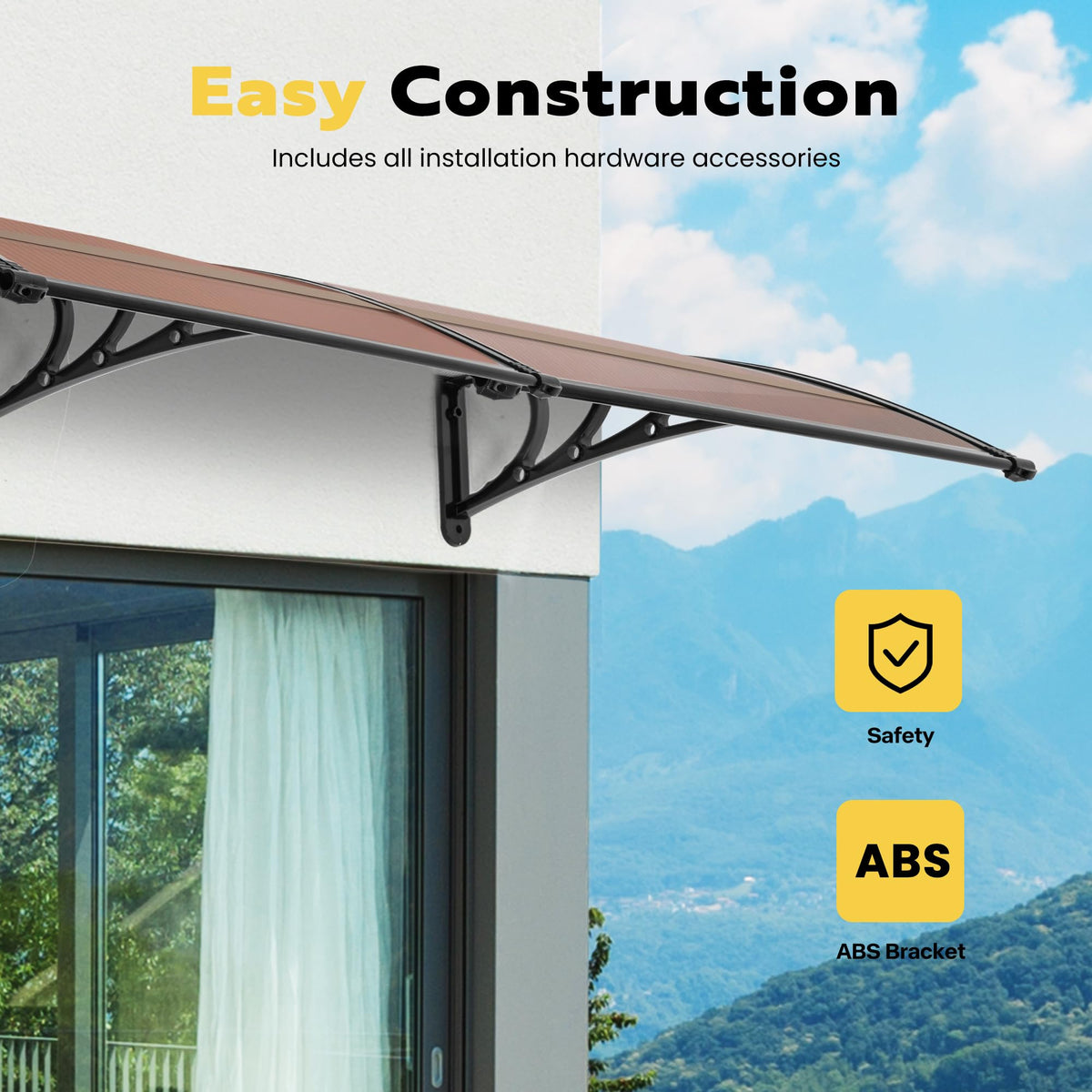 Polycarbonate Window Door Awning Brown 38 Inch x 78 Inch Q27499