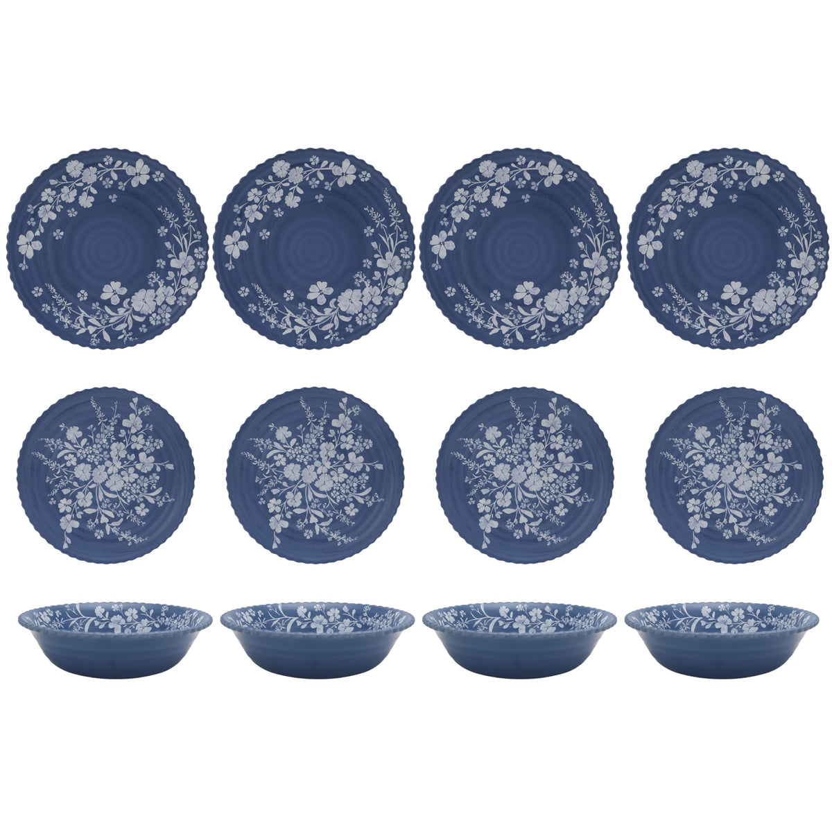 12 Piece Blue Bamboo Melamine Dinnerware Set H3668