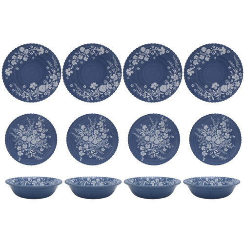 12 Piece Blue Bamboo Melamine Dinnerware Set H3668