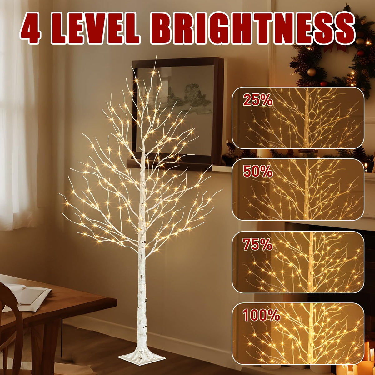 6ft Lighted Birch Tree W507