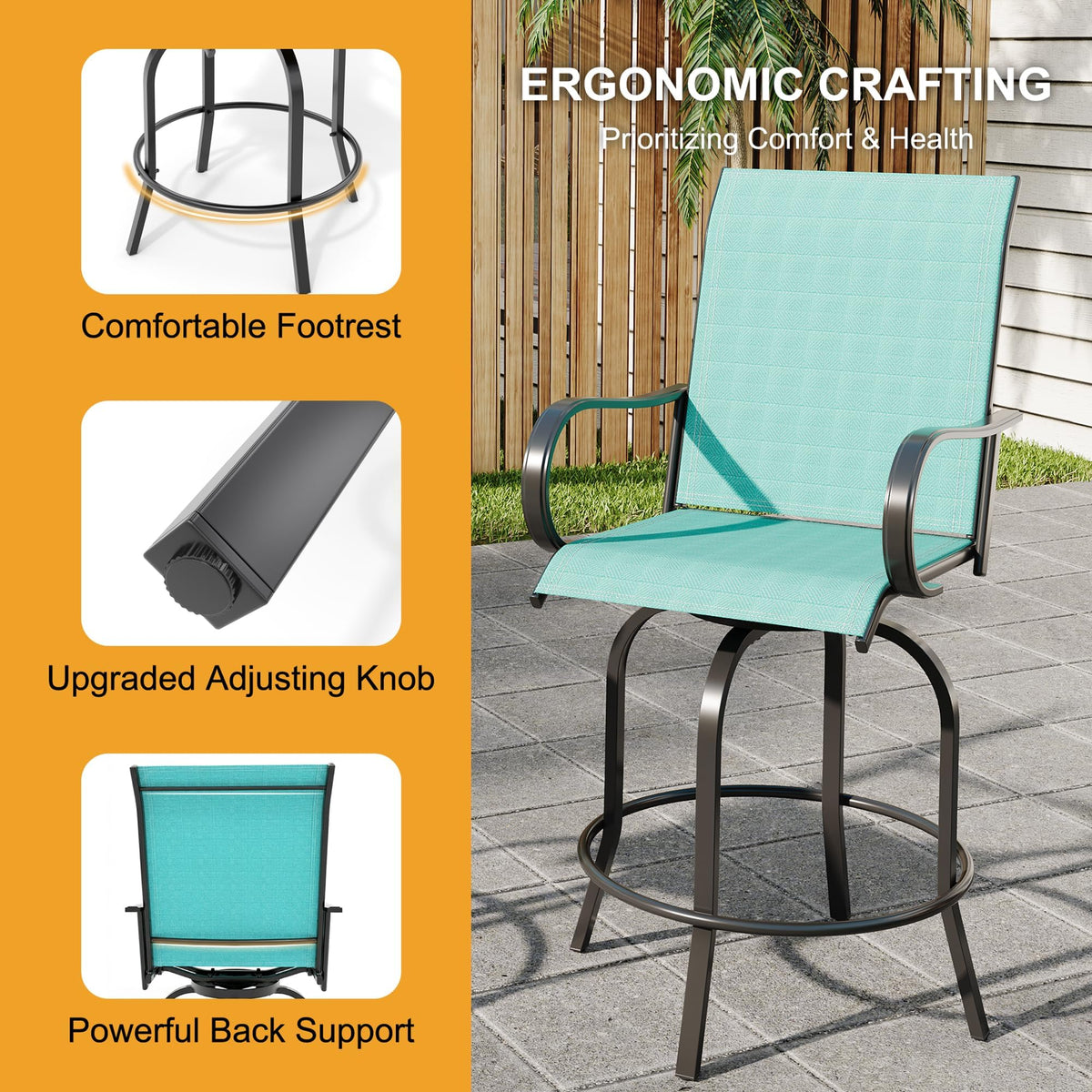 2 Piece 27.5" Patio Swivel Bar Stools J506125