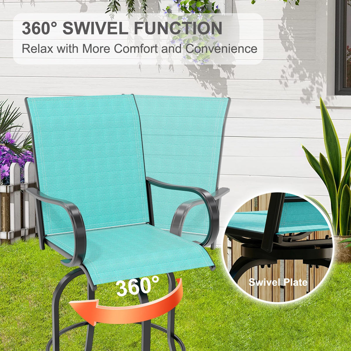 2 Piece 27.5" Patio Swivel Bar Stools J506125
