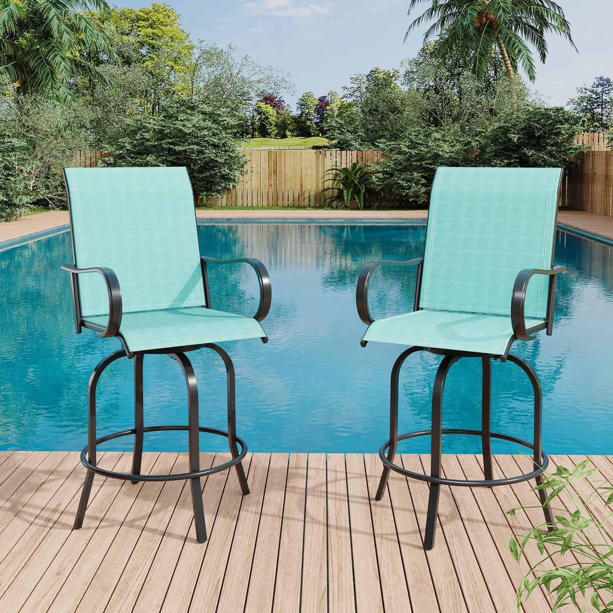 2 Piece 27.5" Patio Swivel Bar Stools J506125