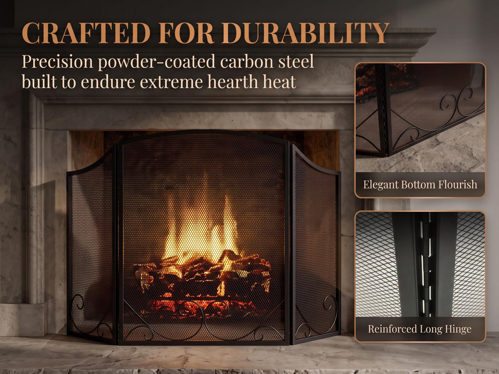 Black Wrought Iron Fireplace Screen V504