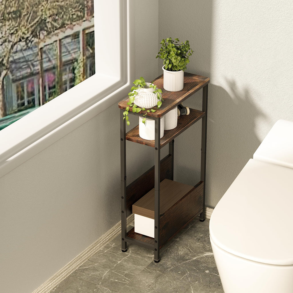 7.1" Narrow 3 Tier Side Table with Magazine Holder Q106