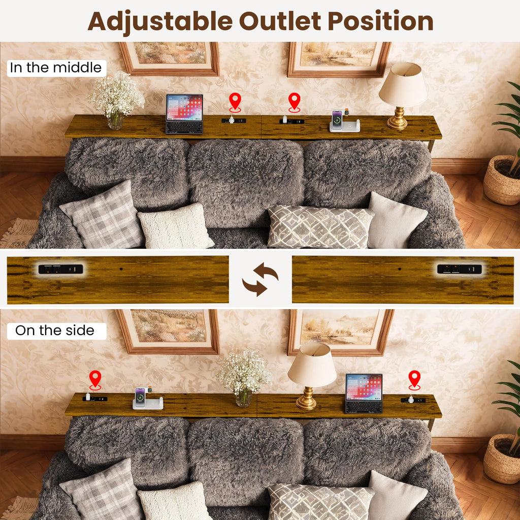 102 Inch Narrow Sofa Table with Power Outlets L139453