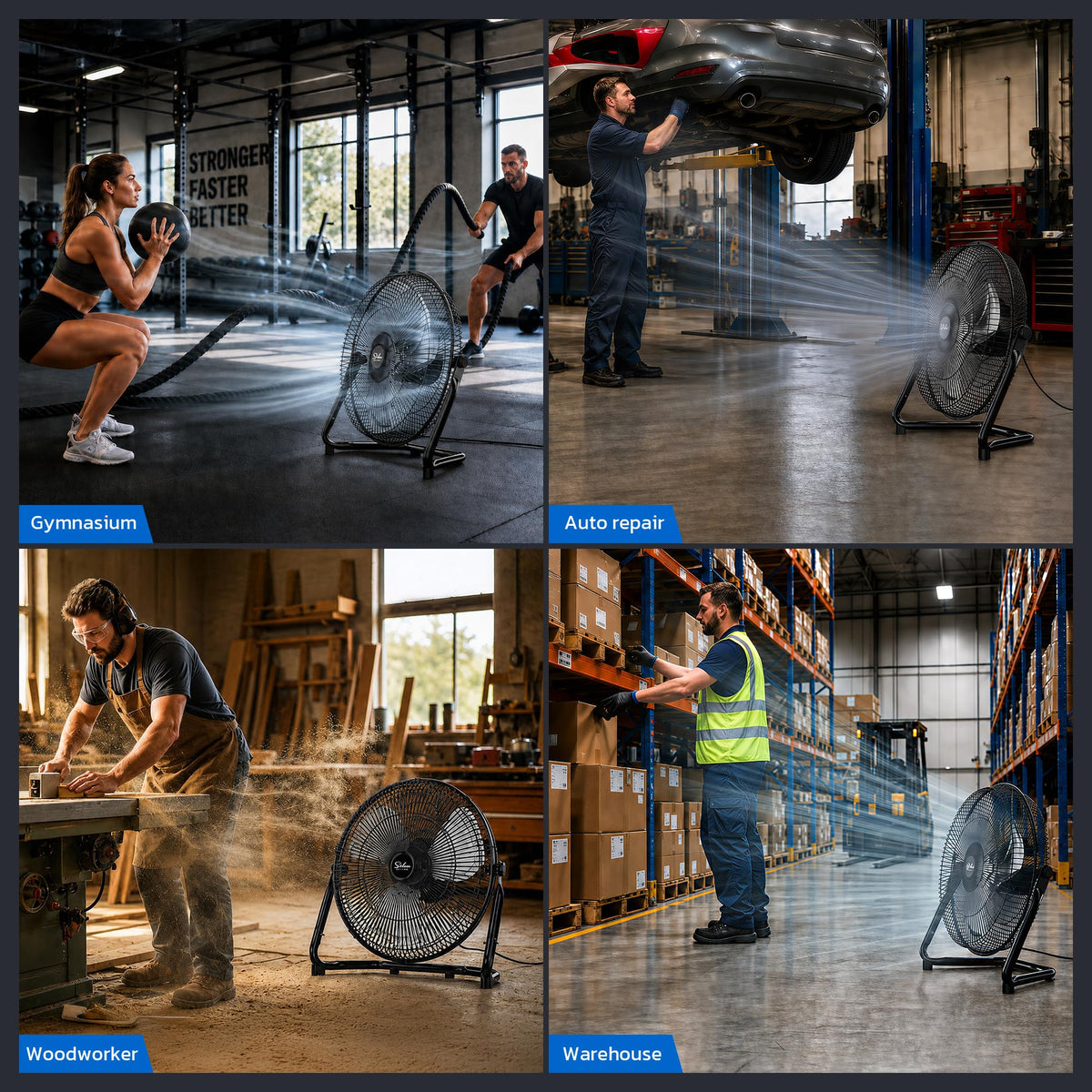 20 Inch 3-Speed High Velocity Metal Industrial Floor Fan I848276